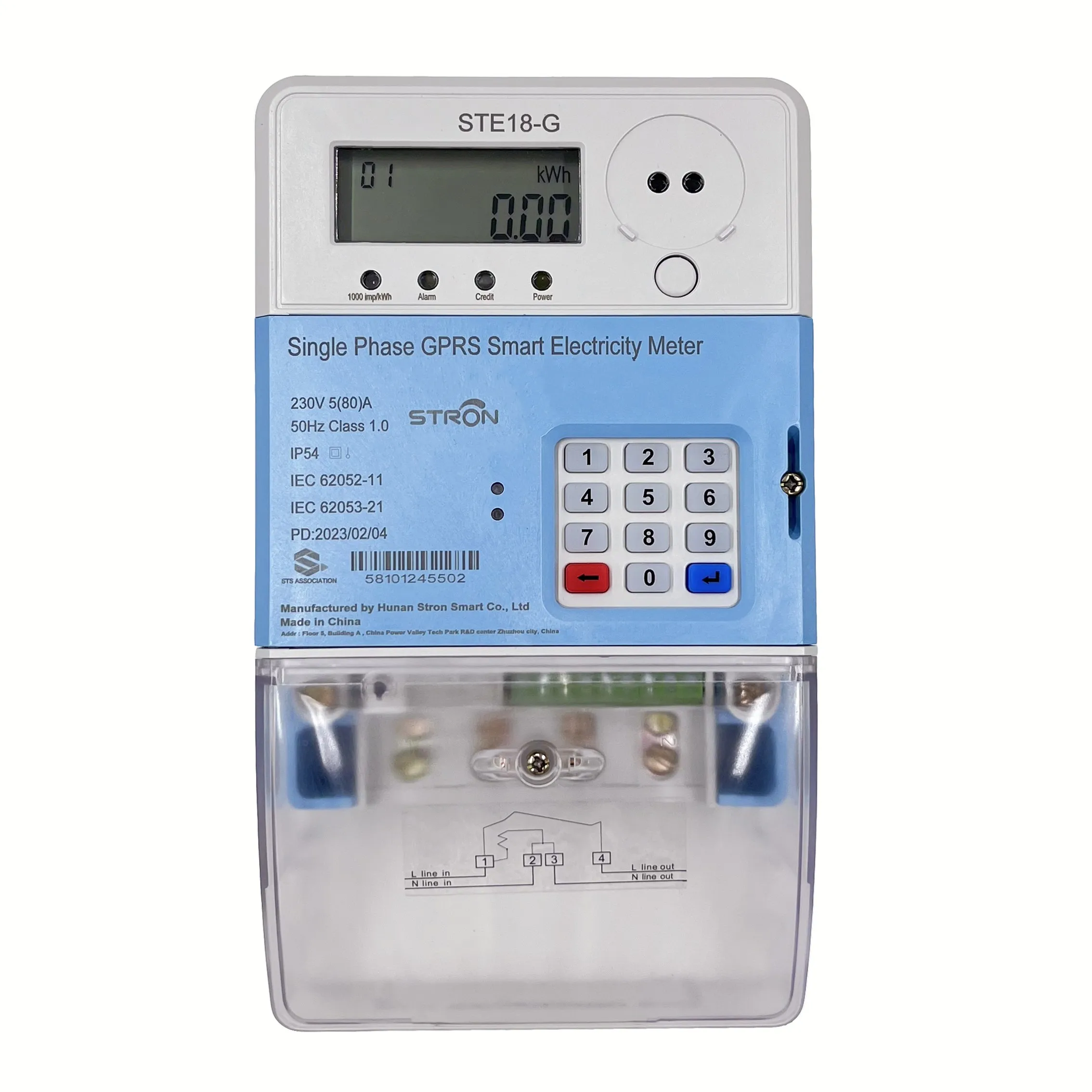 Prepaid Intelligent Single Phase Electric Meter with Plug-in GPRS Module for SIM card
