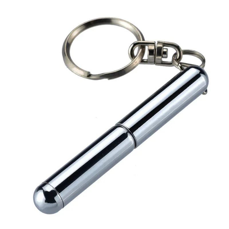 Mini Metal Key Ring Stainless Steel Portable Telescopic Tool Pen Keyring Retractable Ball Point Pens Telescoping Keychain