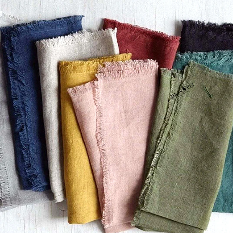 Cheap fancy linen napkin blush pink table napkins hand embroidery