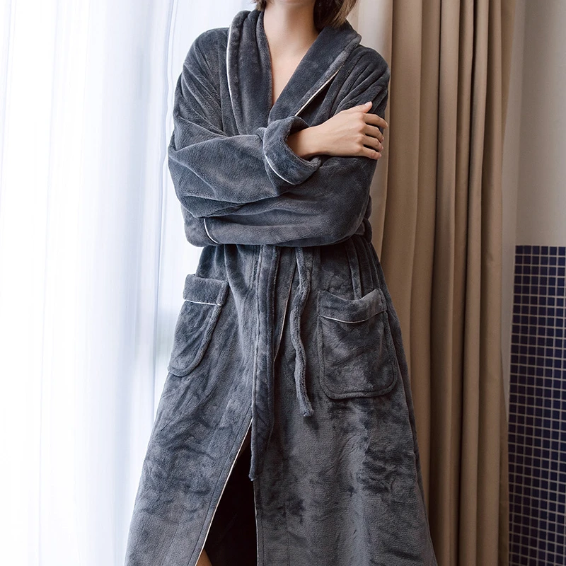
Soft and Warm Spa Bathrobes winter Fleece Night ware Flannel Pyamas 