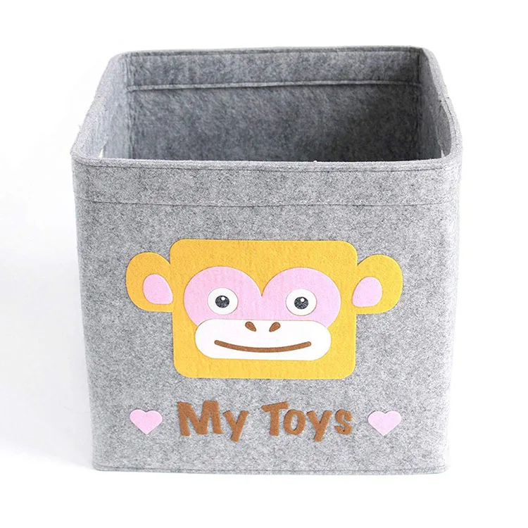 Customized cardboard drawer kids toy children cartoon folding cube storage felt box for cloth storage