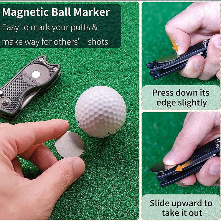 Golf Ball Marker Divot Tool Magnetic Hat Clip Magnetic Custom Logo Blank Metal Bulk Golf Divot Repair Tool Ball Marker