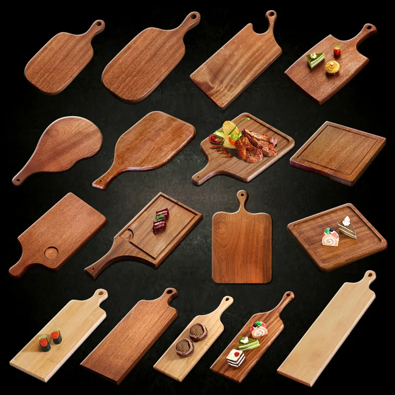 Logo engraved support large wood board for bread, pizza,sushi, restaurant hotel wedding catering wooden steak plate