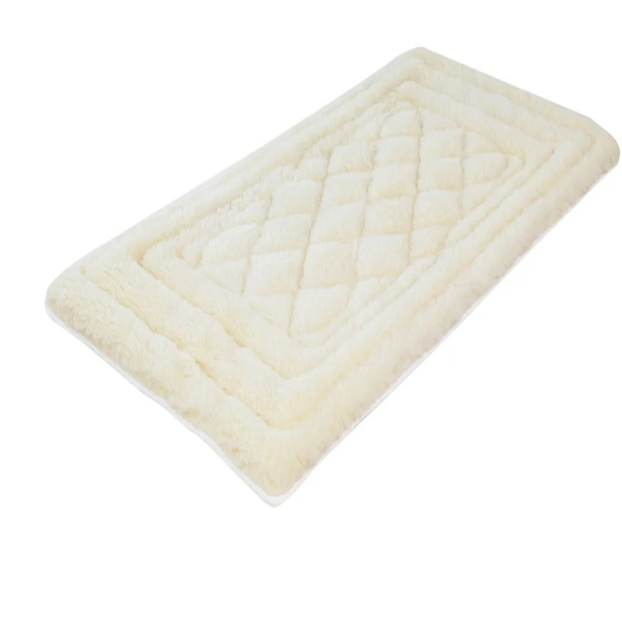 China wholesale FR cotton quilted flame retardant fiber Wool fleece mattress toppers with elastic stripes on four corners