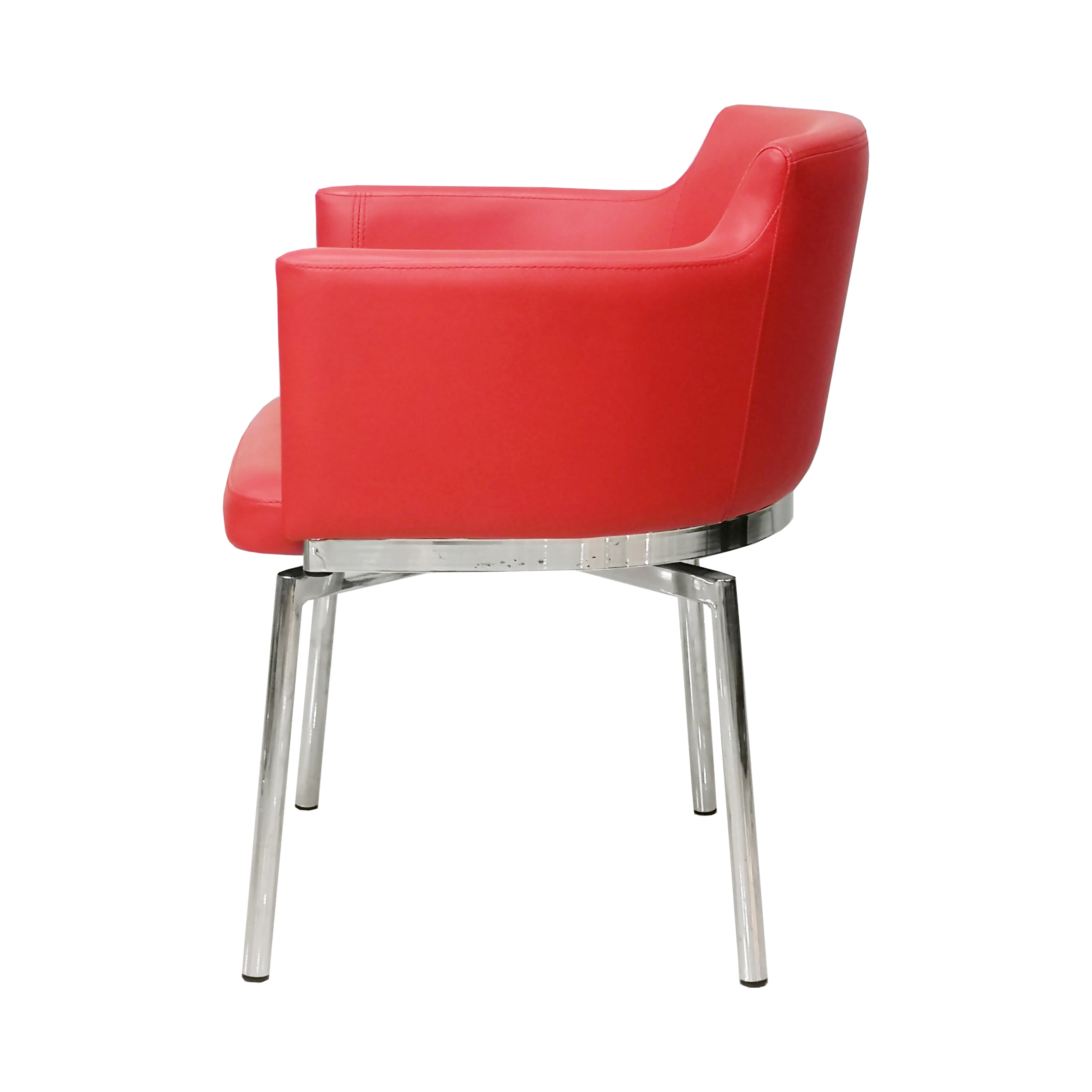 Nordic cushioned dining chair with metal legs steel and leather dining chair