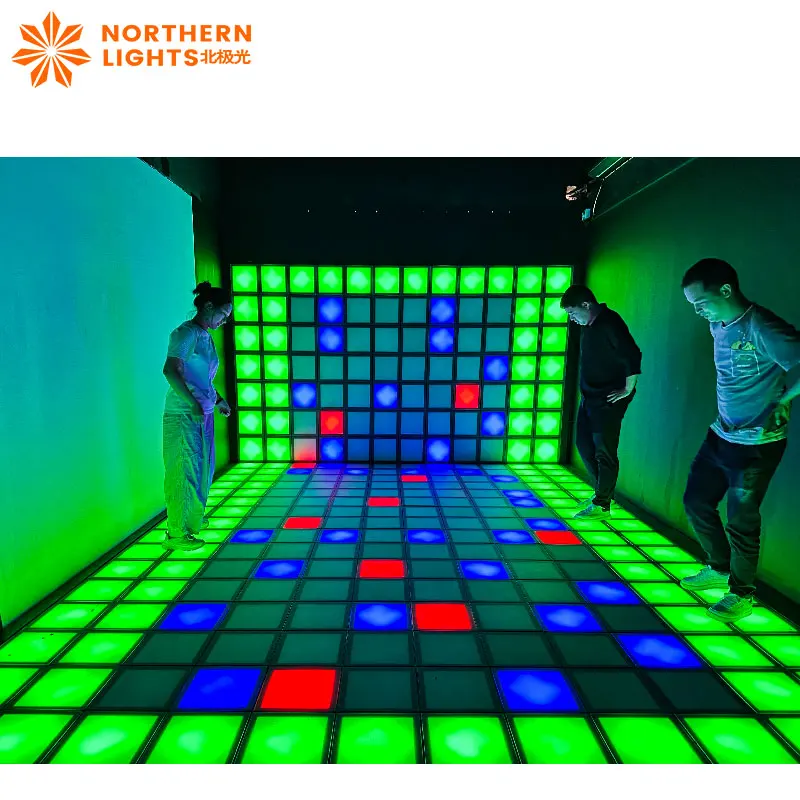 LED tile floor movement games children interactive motion sensor projector lighted floor game with Design software