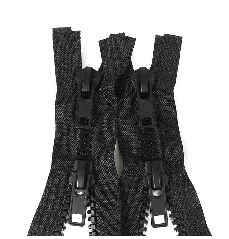 Wholesale factory No.3 # 5 # 8 # black resin zipper double open-end plastic zipper down jacket bag zipper