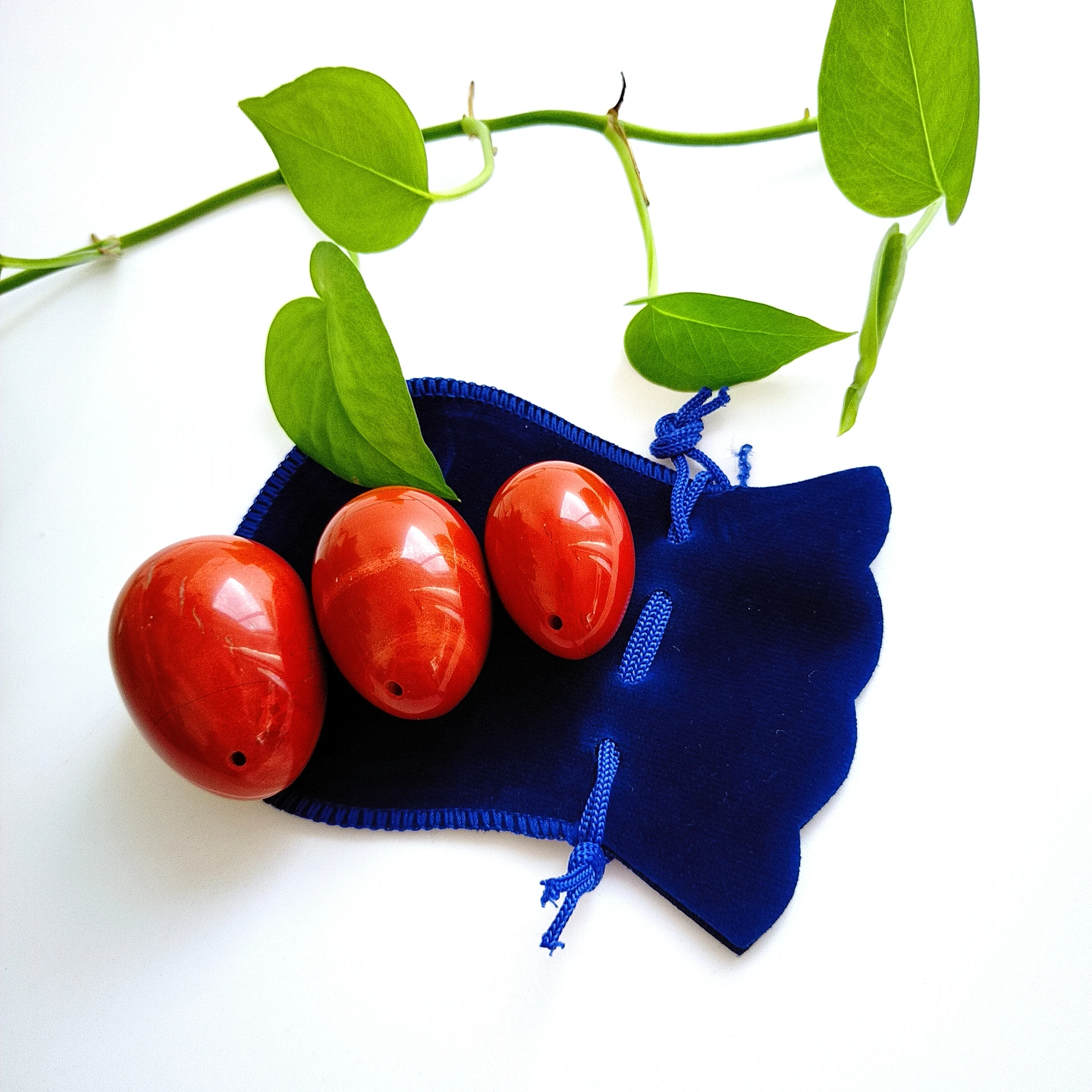 Gemstone Red Jasper Crystal Healing Stone Set Drilled Nephrite Jade Yoni Eggs Vaginal Exercise