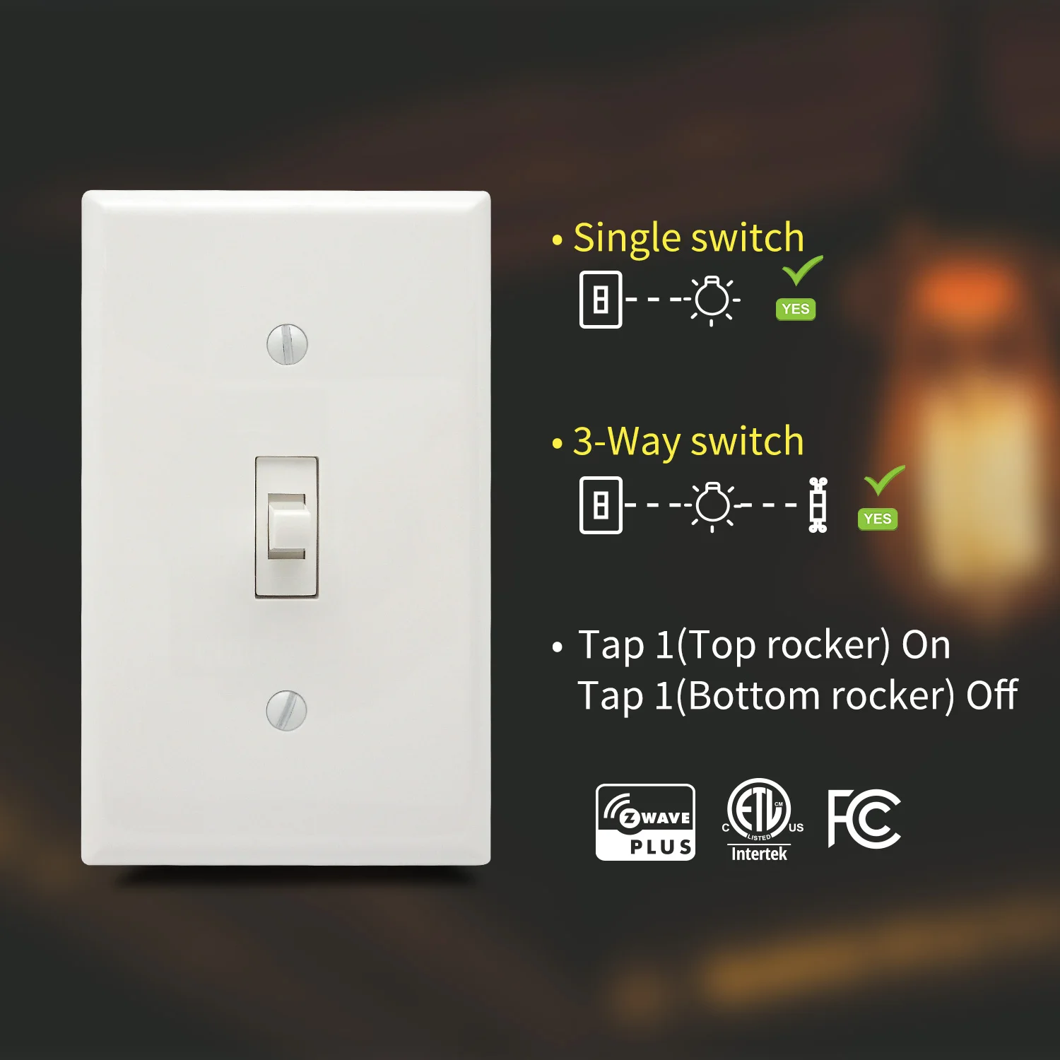 ZW30TS Z-Wave Smart Toggle Light Switch Luxury Electrical Wall Switch in-Wall On/Off Switch