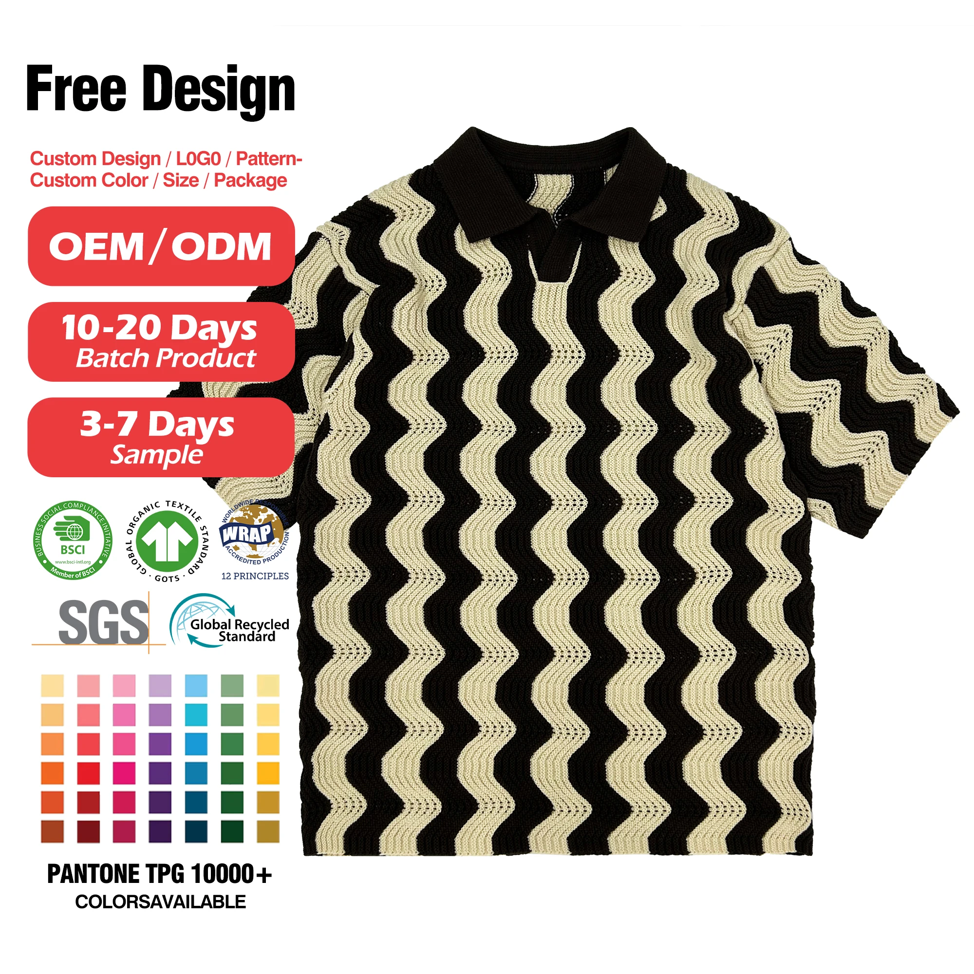 Oem Mesh Striped Custom Short Sleeve Knit Soccer Letter Jersey Mesh Crochet Cotton Knitted Football Jerseys T-Shirt Sweater