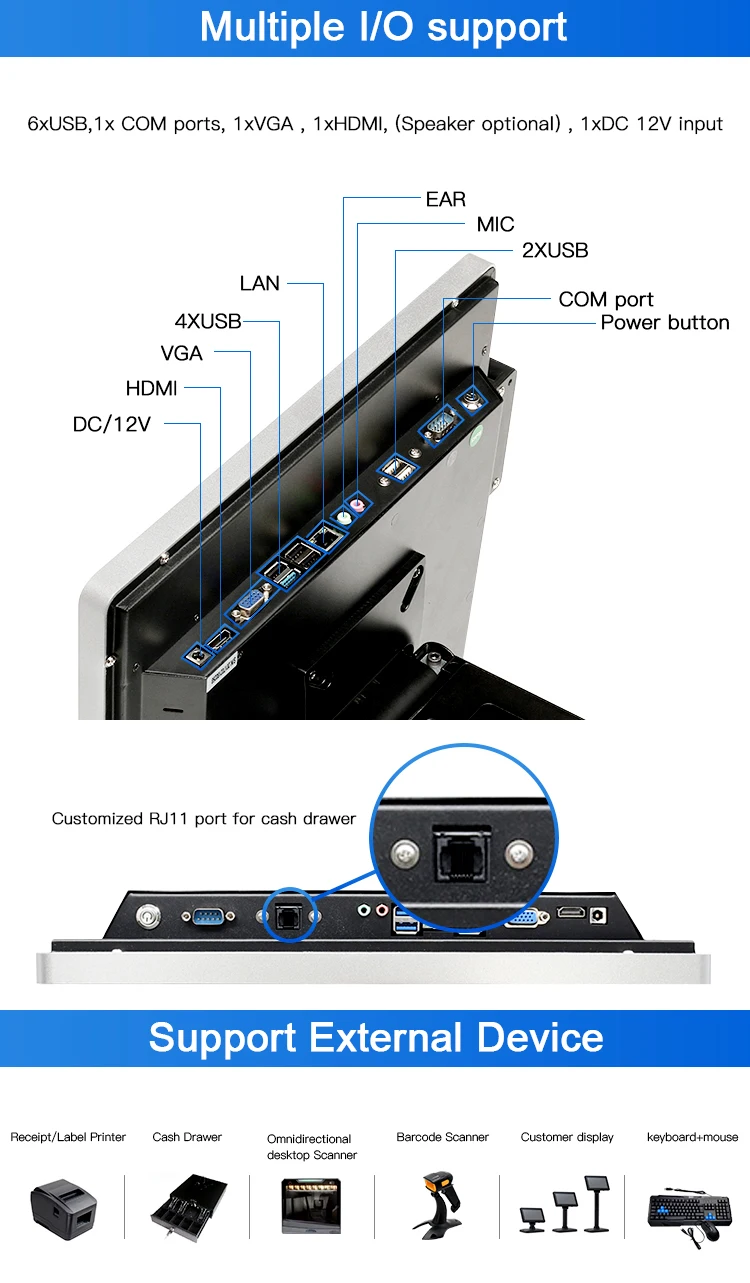 Windows 11 Point Of Sale System Restaurant Pos Cash Register Pos Touch Screen Monitor 15 Inch