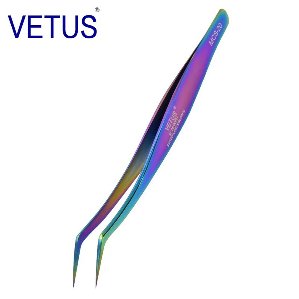 Yelix Vetus MSC Colorful Eyelash Extension Tweezers Anti-magnetic Volume Lash Tweezers Gold Eyebrow Pincet