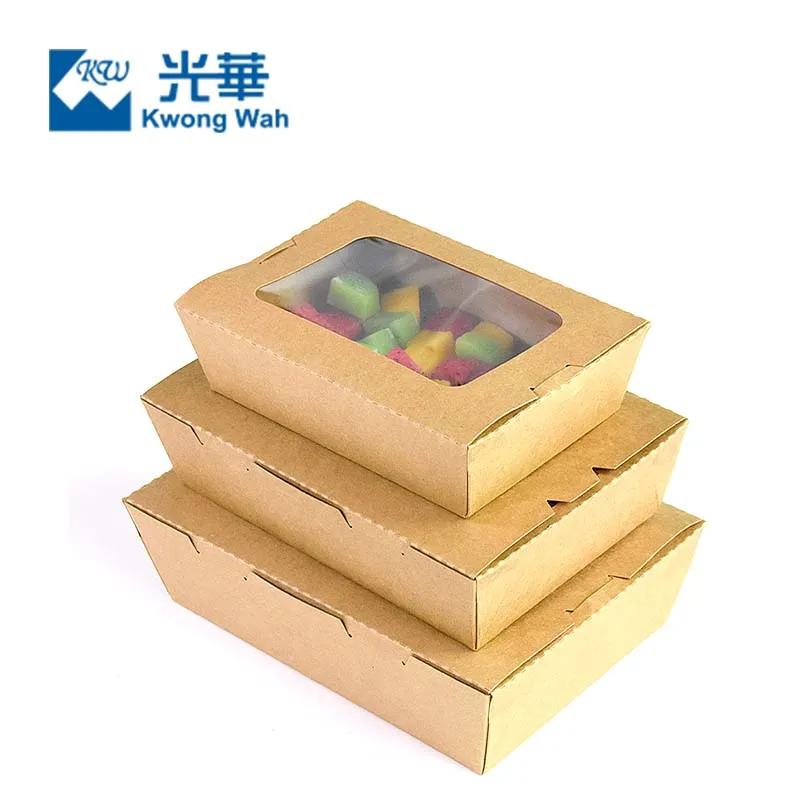 Kraft paper food container disposable box packing lunch boxes paper salad packaging take away fast food boxes