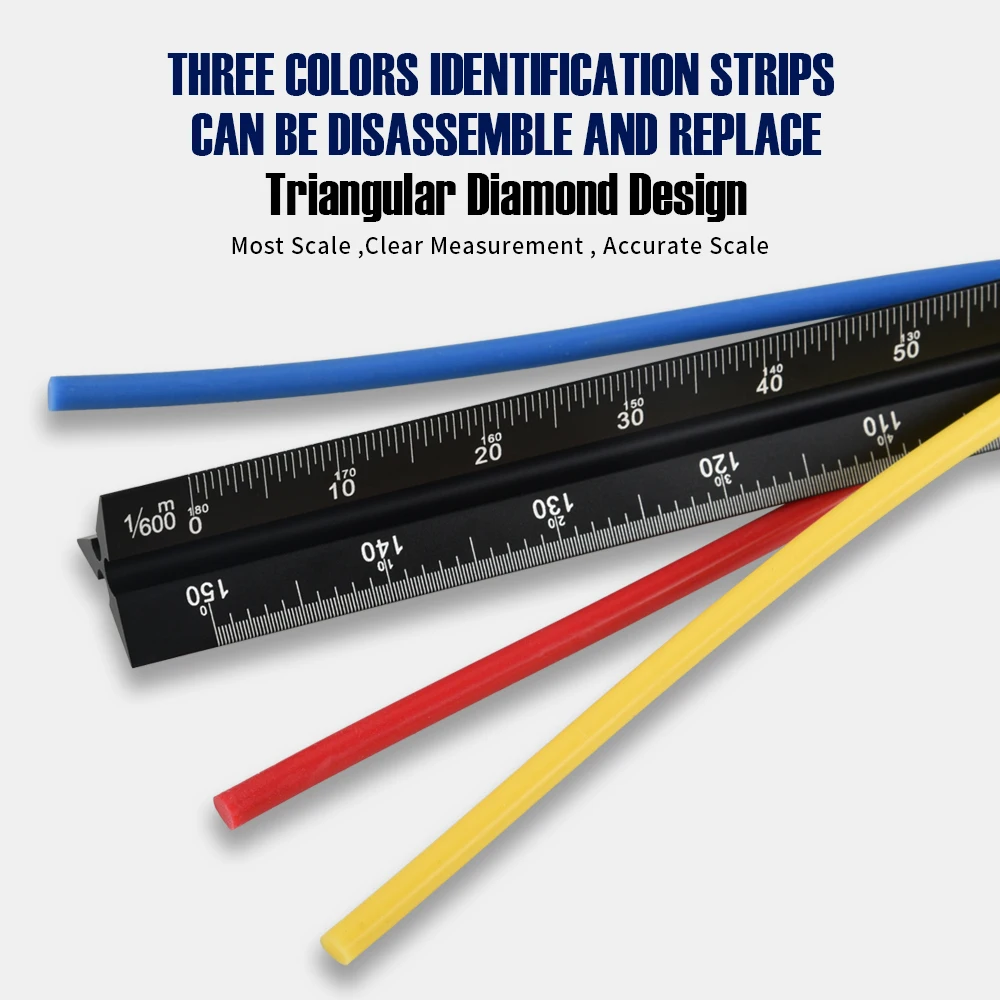 High quality Folded angle ruler Triangular Aluminum Scale with 30 cm Architect Ruler sets