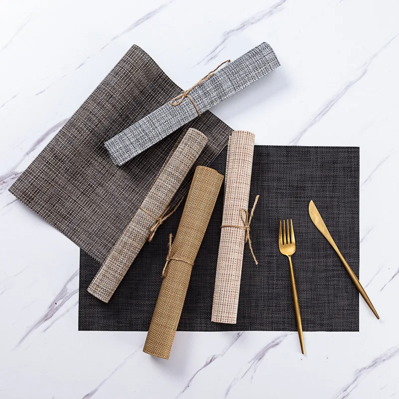 Non-slip Kids Placemats Stain-Resistant Dining Disc Bowl Woven Pad Coaster Decorative Vinyl PVC Table Mats for Restaurant Decor