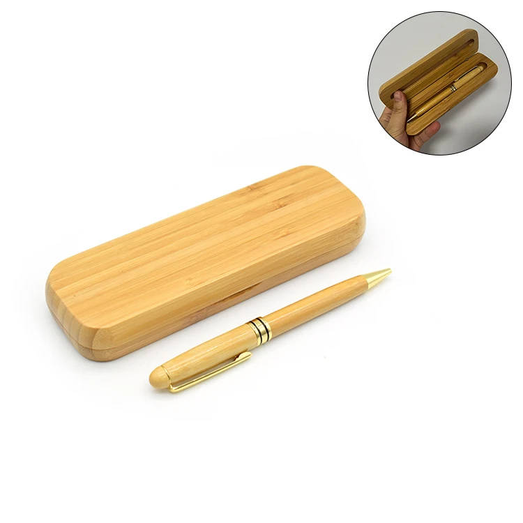 High Quality Luxury Gift Bamboo Pen Box Set Wood Ballpoint Pen With LOGO