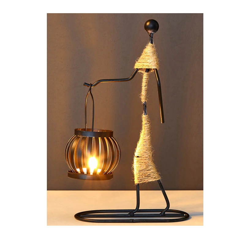 Nordic Metal Candlestick Abstract Character Sculpture Candle Holder Decor Handmade Figurines Room Home Decoration Art Gift