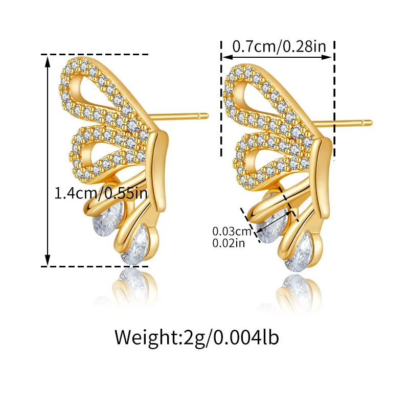 Creative Design Exquisite Symmetry Butterfly Earrings 18K Gold Plated Classy Women Earrings