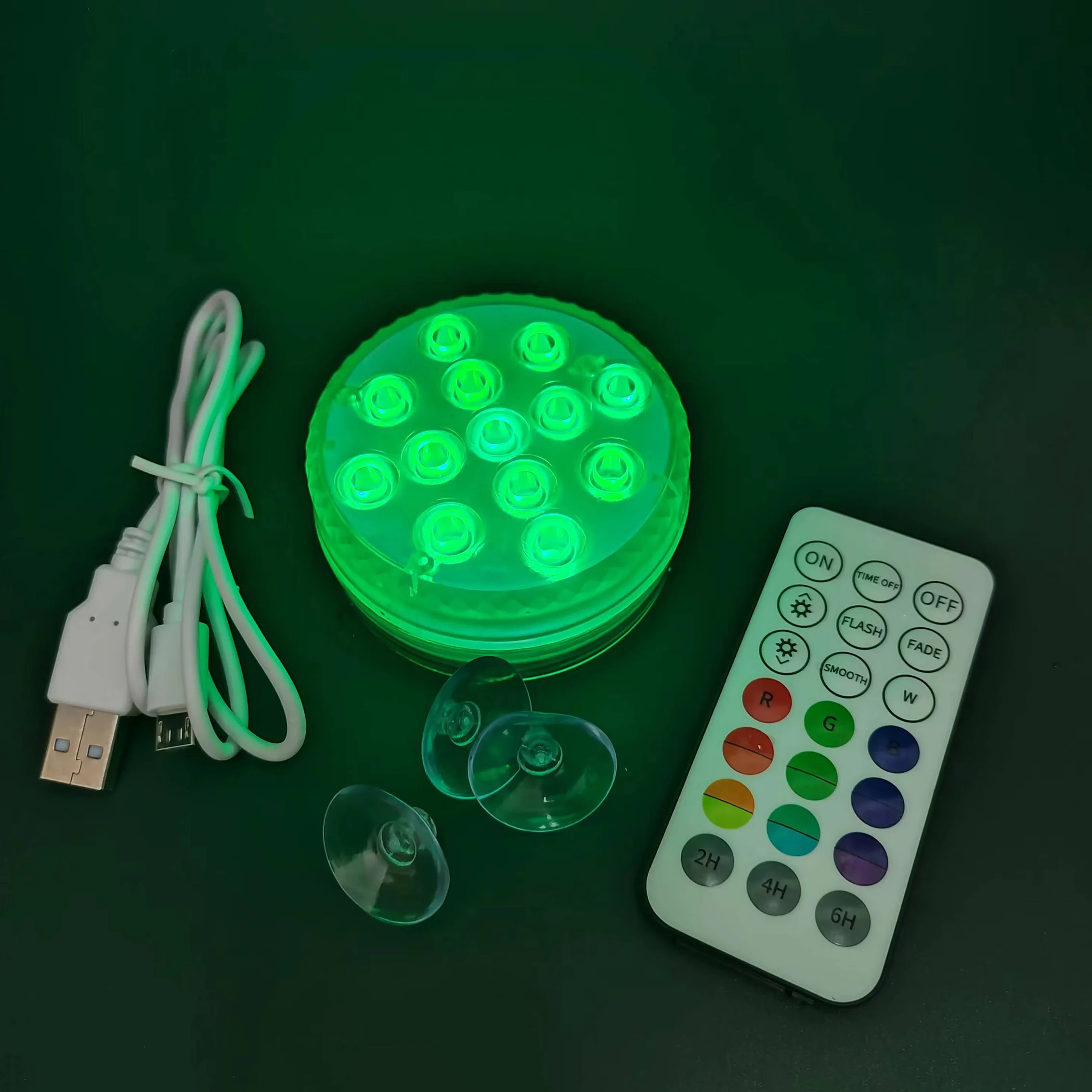 Rechargeable Pond Lights 13 LED IP68 Magnetic Waterproof Pond Lights RF Remote Controlled RGB Submersible LED Lights for Vase