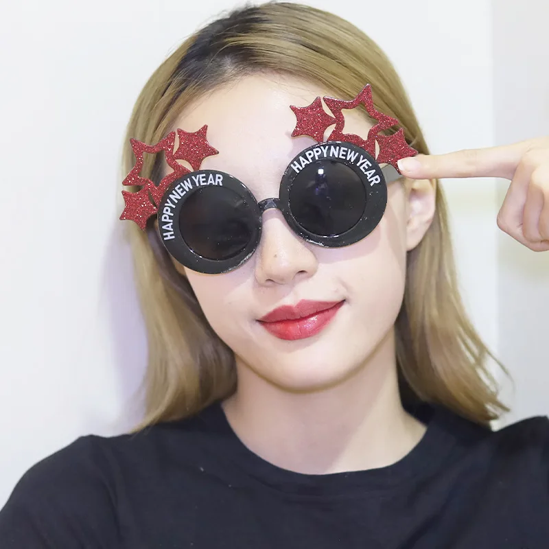 Happy New Year Pentagon Prom Glasses Happy New Year Party Funny Digital Glasses