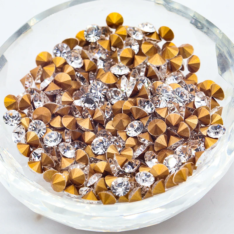 Wholesale Bulk Pointed Back Round Crystal Rhinestone Non Hot-Fix Crystal For DIY Nail Clothes Garment Accessories