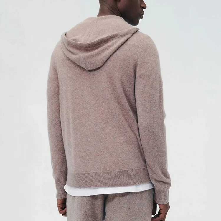 Factory machine knitted men custom embroidery full zip up essentials vintage heavyweight fleece cashmere zip hoodie for men