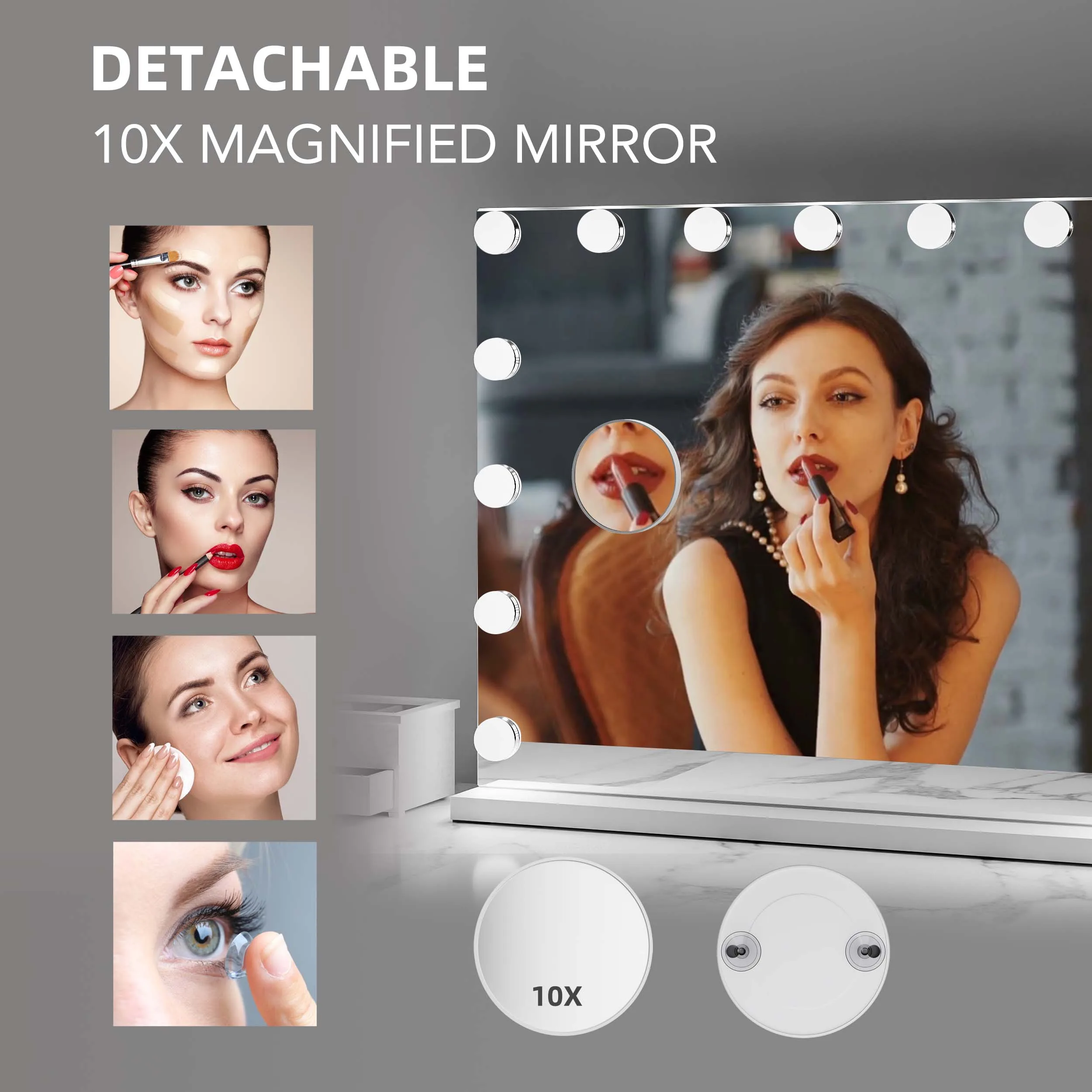 58x46cm Vanity Make Up Light Illuminated Touch Sensor Switch Hollywood Makeup Mirror With Led Lights