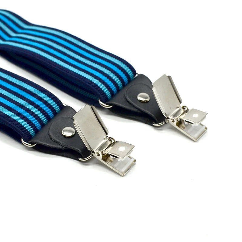 Stripe Suspenders Pants Men Elastic Y Shape Braces 4 Clips Suspender Belt 3.5*120cm Navy Suspender Male Red Black