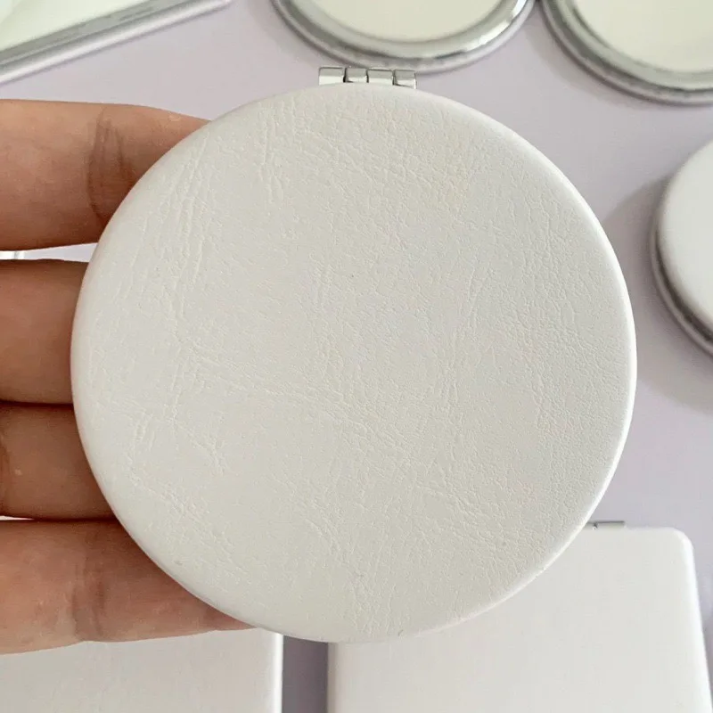 Wholesale Custom White PU Leather Round Cosmetic Mirror