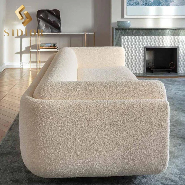 Contemporary european design velvet teddy sofa set furniture living room modular curved sofas for home luxury for living room