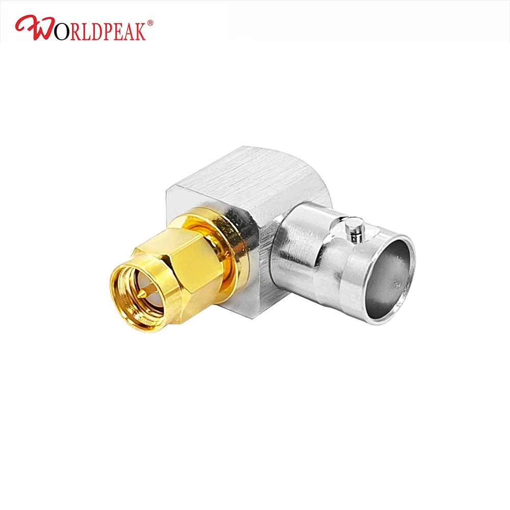 50OHM BNC female jack  right angle to SMA male plug Coax Adapter RF Connector Adaptor