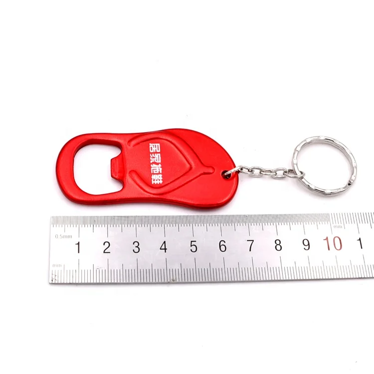 Factory wholesale 6.7cm creative wedding favor slipper bottle opener flip flop opener with keychain
