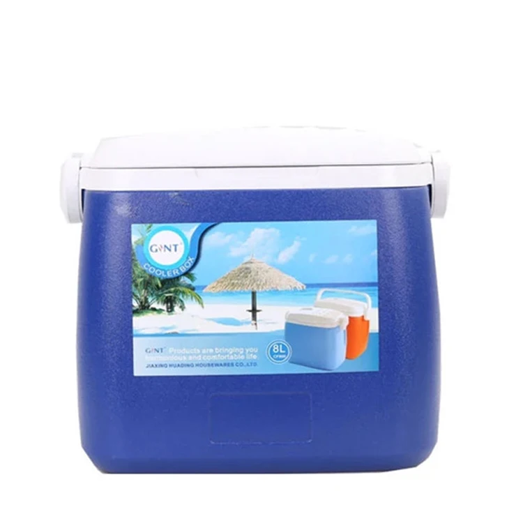 Orange Custom Logo OEM Injection Gift Mobile  Picnic Small  Lunch Water 8L PU Foam Cooler Box With Carry Strap