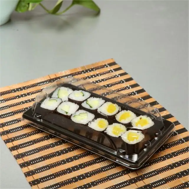 Take Away Disposable Food Grade Plastic PET Sushi Box Takeout Japanese Sushi Tray With Custom Logo