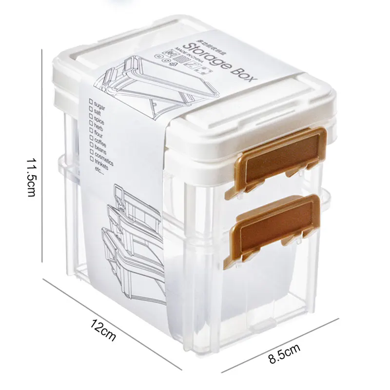 EVERSMILY Latching Box with Lid 210ml & 360ml Plastic Transparent Bins & Things Organizer 2 Layer Stack Box Storage Container