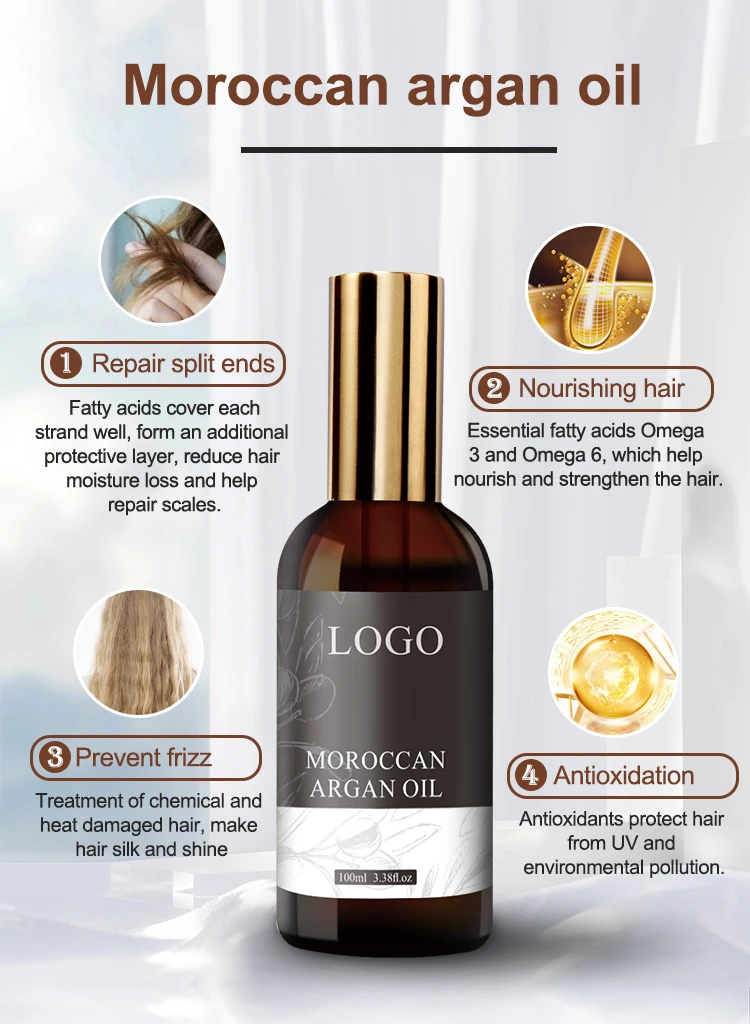 Private Label Organic Hair Repair Treatment Natural Argan Oil Morocco Hair Serum Oil for Hair