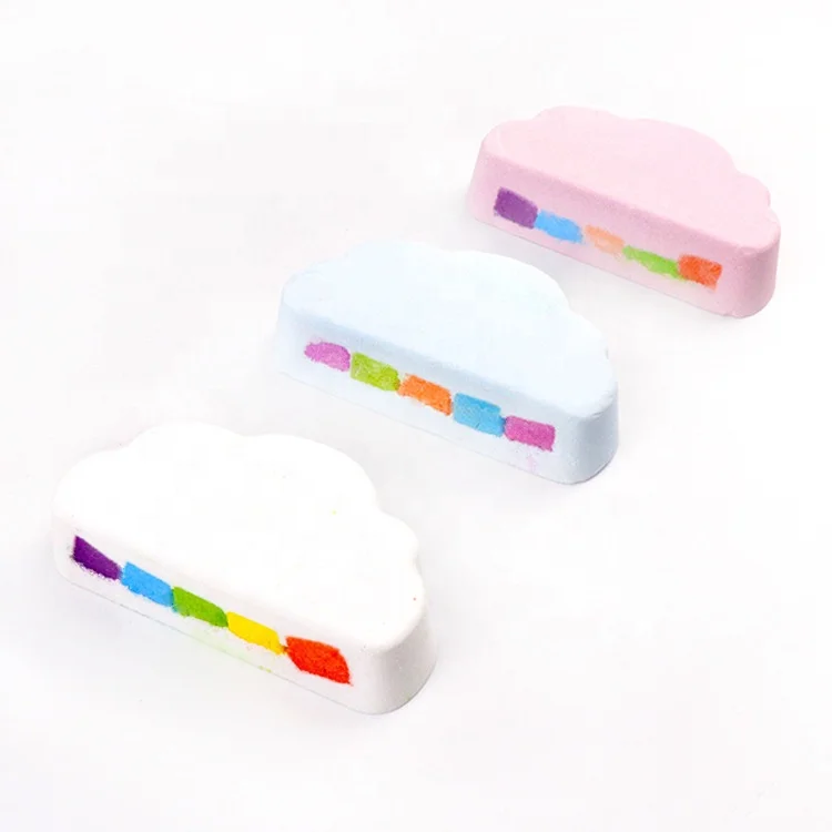 
New Product Custom Packaging Funny Rich Bubble Colorful Cloud Rainbow Fizzy Kids Bath Bomb 