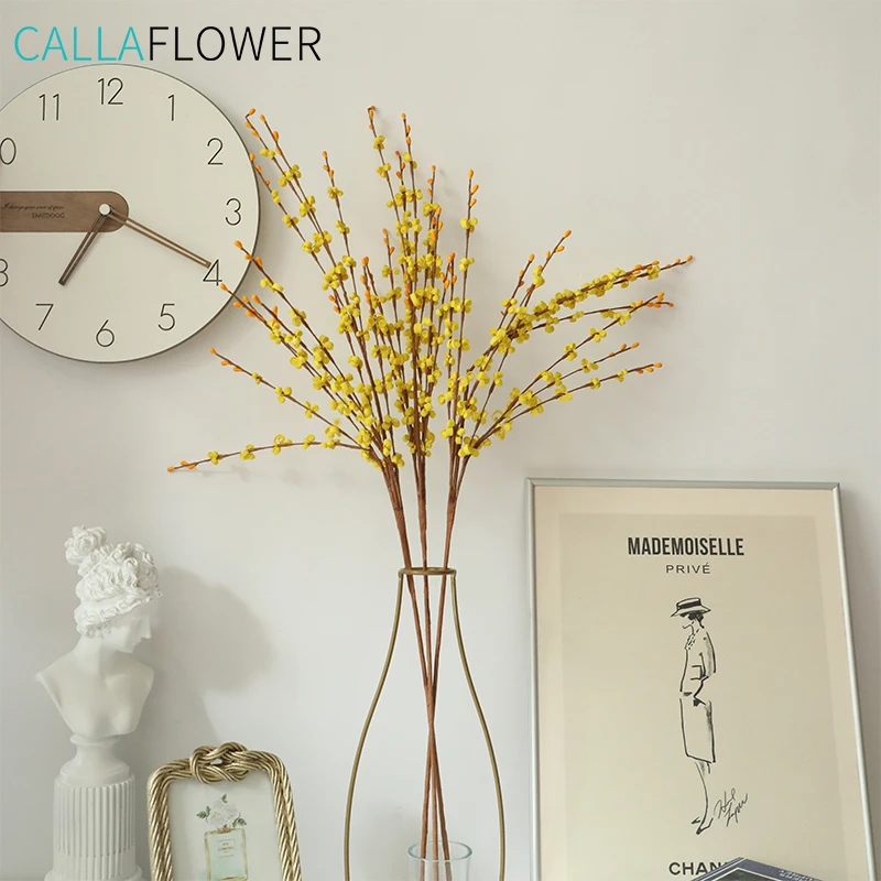 MW09901 Factory Direct Sale Artificial Flower Simulation Long Stem PE Material Winter Jasmine Spray For Decorative Flower