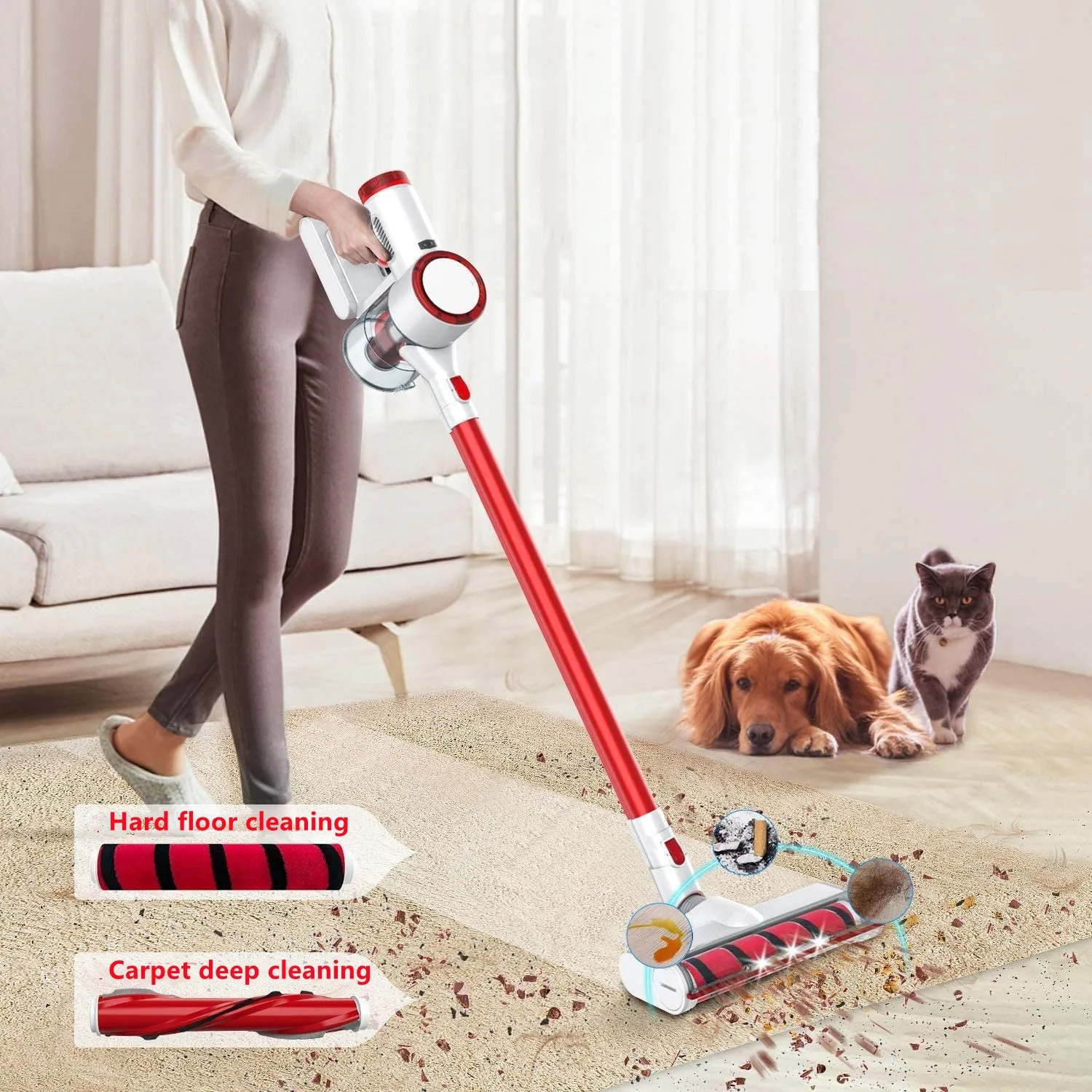 Home Floor Clean Appliances Wireless Telescopic Tube Up-right Stick Cordless Vacuum Cleaner Bagless Cyclonic Vacuum Cleaner