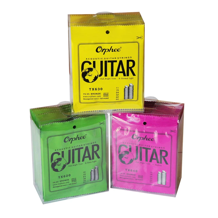 Струны Orphee TX630 011-052 для акустической гитары шестигранный сердечник + 8% никель бронза яркий тон сверхлегкие