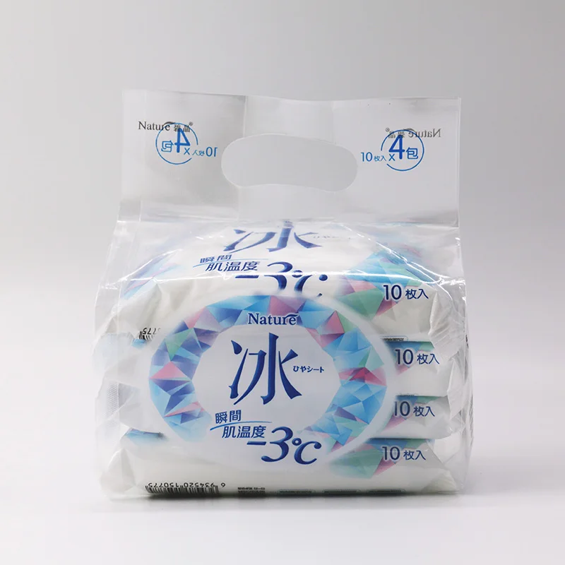 10pcs Adult Body Clean Wet Wipes Mint Essential Oil Ice Cool Wipes Skin Care Sports Cleaning Wipes