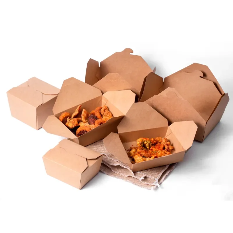 Disposable Waterproof Fast Food Packing Takeaway Take Out Snack Lunchbox Kraft Paper Food Containers Box Packaging