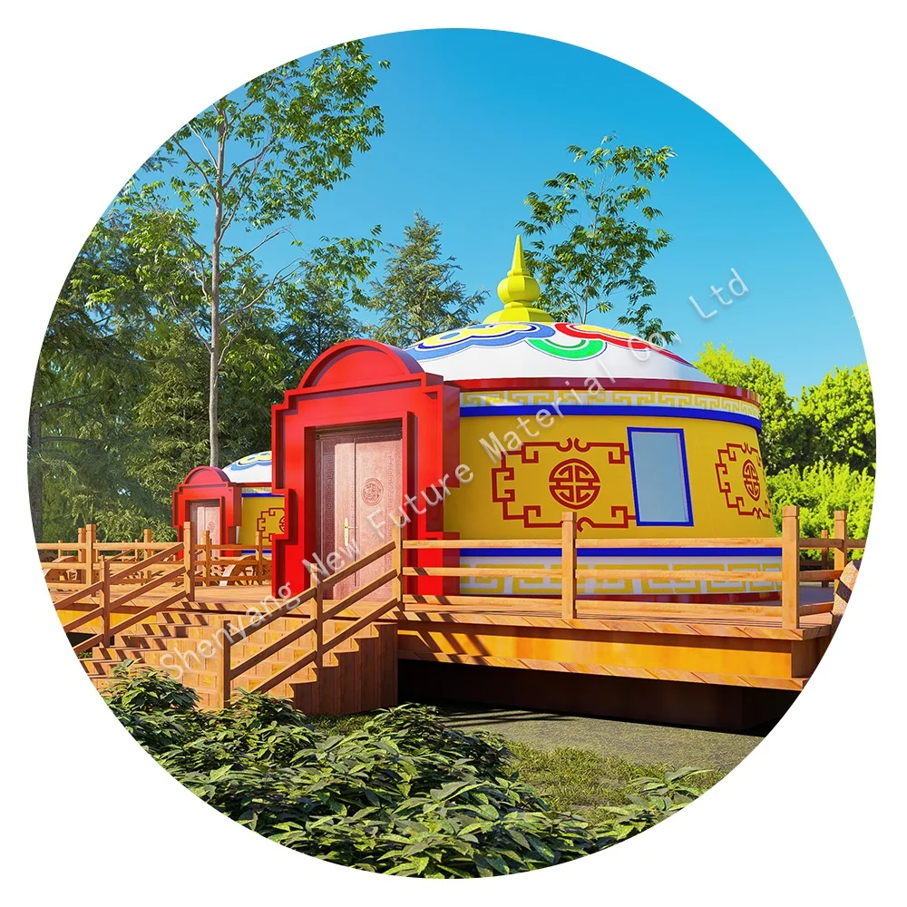 Mongolian Ger Yurt Outdoor Waterproof 8 diameter Steel Frame Camping Tent