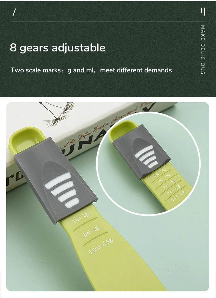 Measuring spoon Kitchen tools creative double end eight gears adjustable measuring spoon digital novice cook