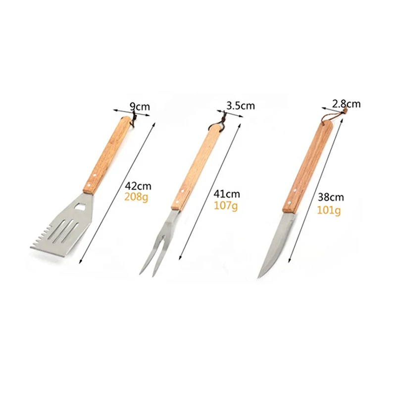 BBQ Accessories 5 Piece Stainless Steel Barbecue Grill Utensil Tools Set Bamboo Wooden Handle BBQ Tool Sets with Wood Box Case