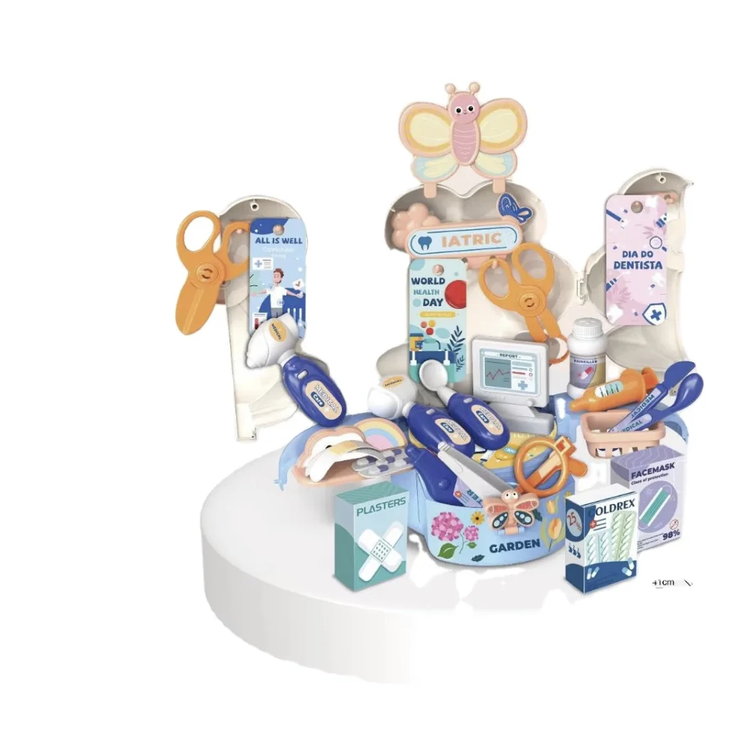 QW Kid Play House Dress Up Pretend Toys Simulate Playing House Medical Equipment Flower Table 40PCS Cultivate Hands-on Ability