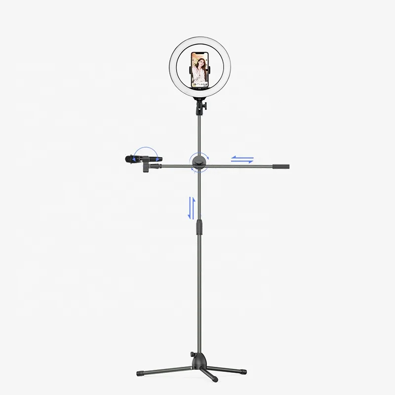 Photographic lighting tiktok live broadcast support 16cm dimmable led selfie ring light with tripod stand cell phone holder