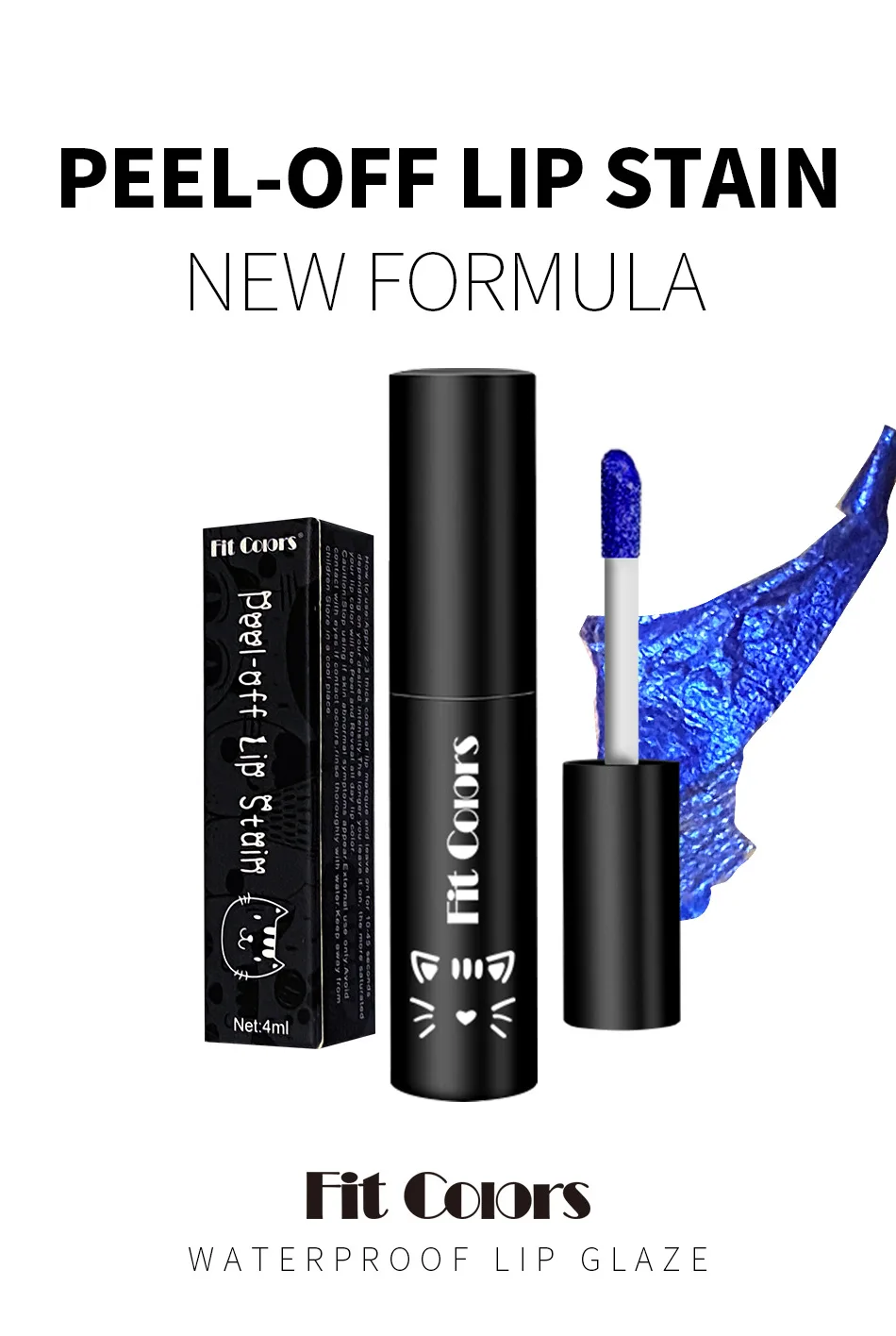 Waterproof Lasting Lip Glaze Matte Staying Base Color Lip Tinting Tear Off Liquid Lipstick Peel-off Lip Stain Fit Colors Blue 5G