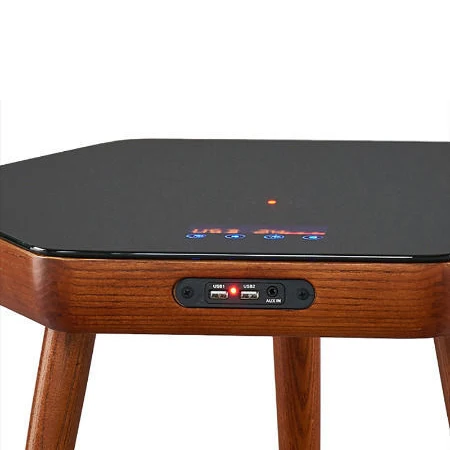  Многофункциональный шестигранный умный стол с закаленным стеклом Hi-Fi AUX аудио деревянные ножки USB зарядка боковые