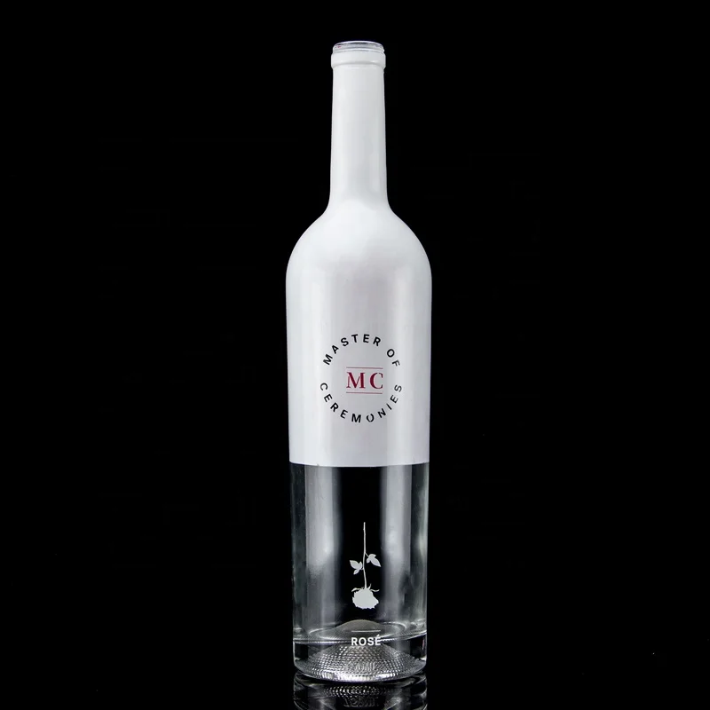 Best Selling China Supplier 750ml White Spray Paint Whisky Vodka Empty Glass Bottle With Cork